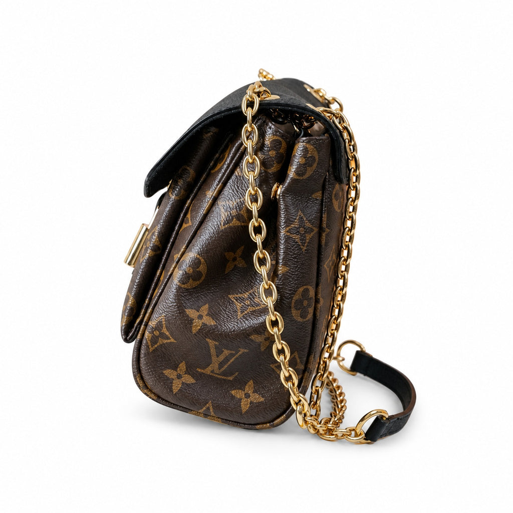 Louis Vuitton Canvas Leather Black Gold Handbag