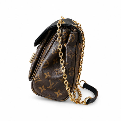 Louis Vuitton Canvas Leather Black Gold Handbag
