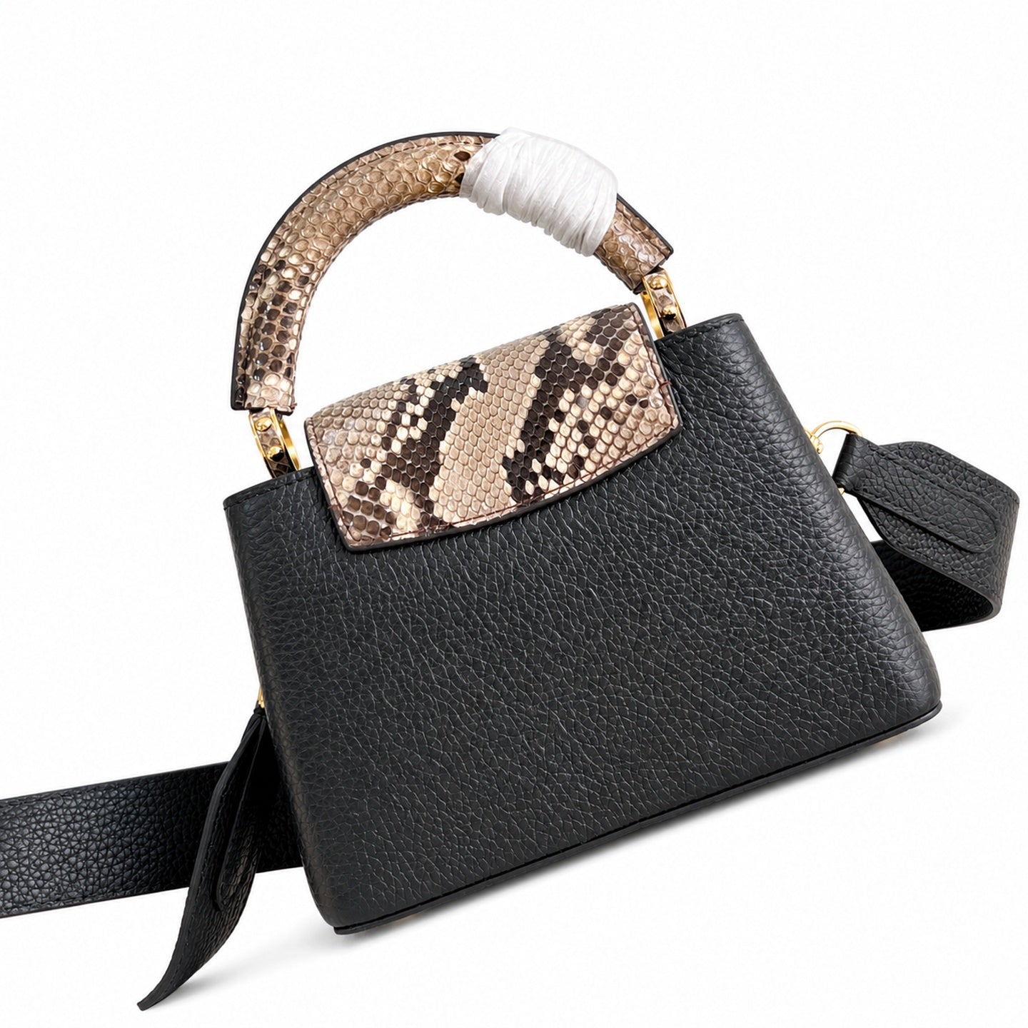 Louis Vuitton Capucines Mini Snakeskin Leather Black Handbag