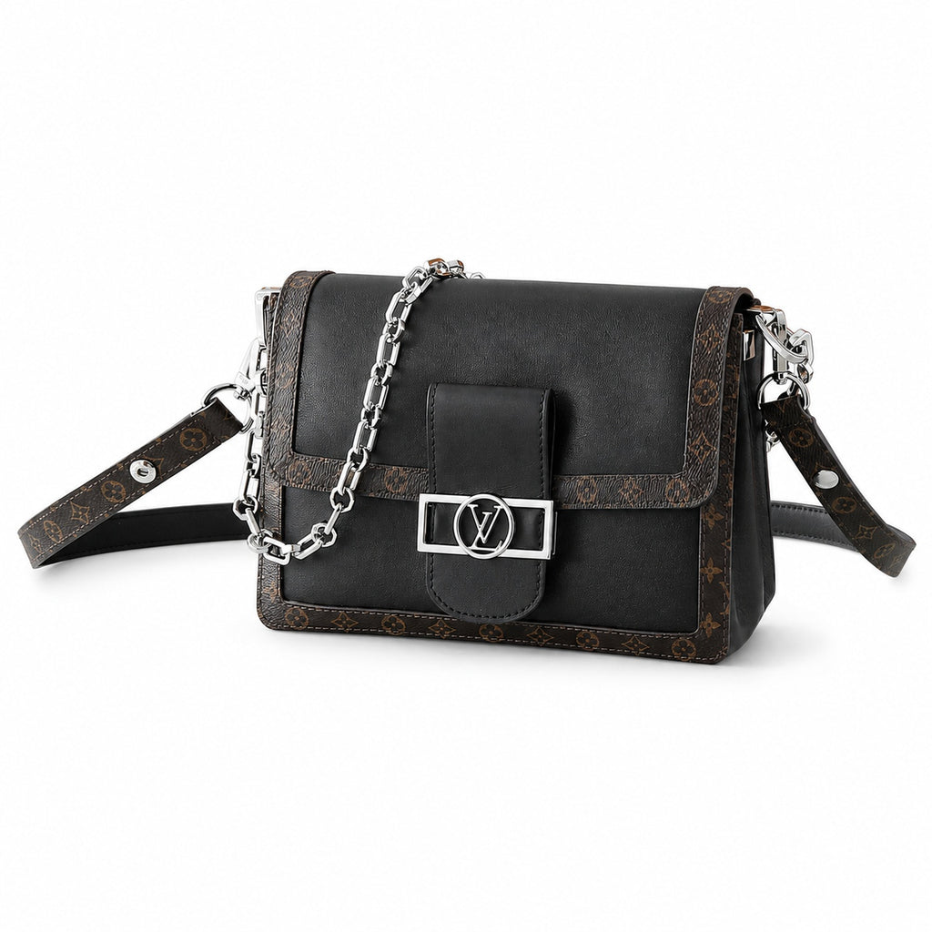 Louis Vuitton Dauphine Medium Canvas Leather Black Handbag