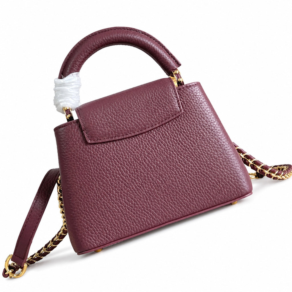 Louis Vuitton Capucines Mini Leather Burgundy Handbag