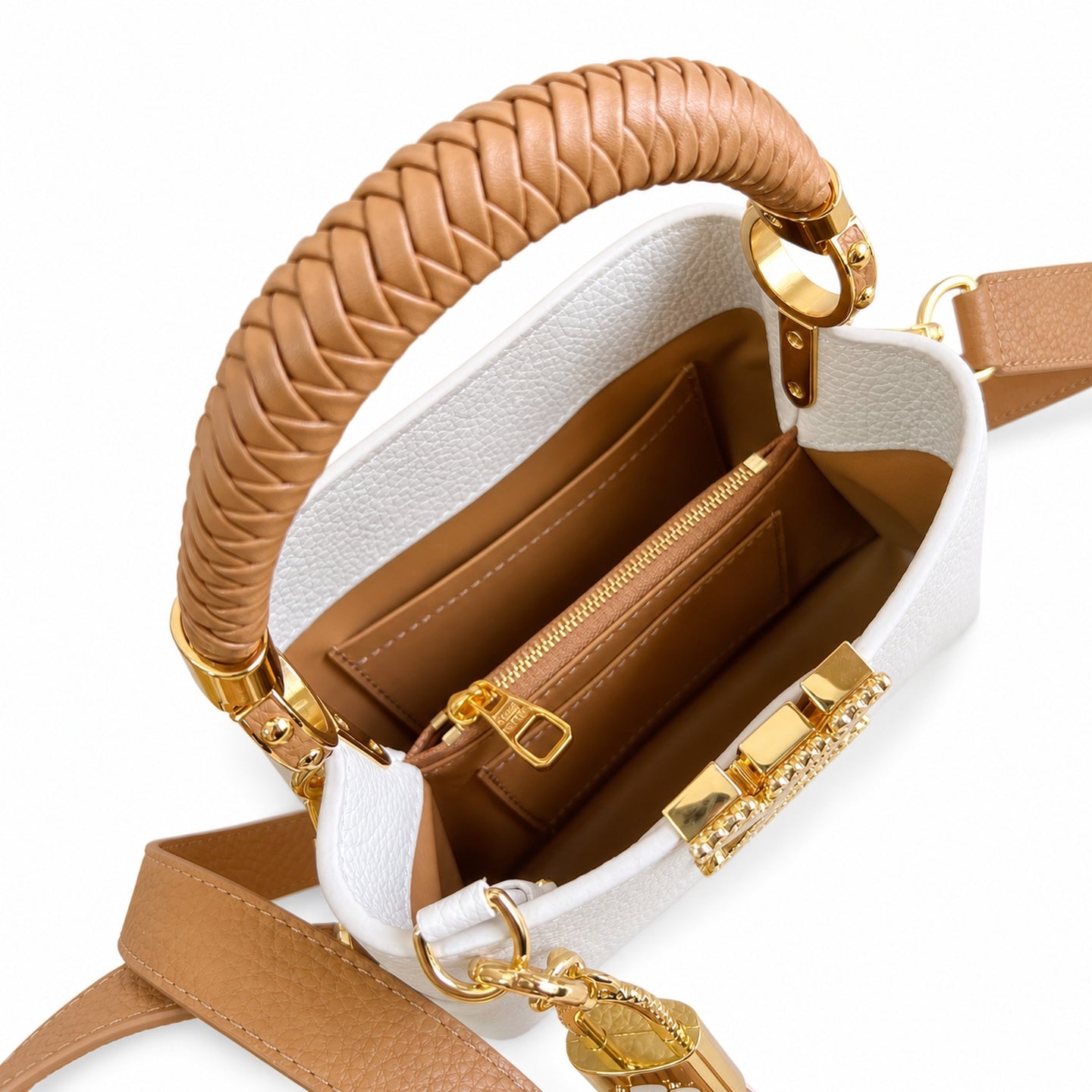Louis Vuitton Capucines Mini Leather White Brown Handbag