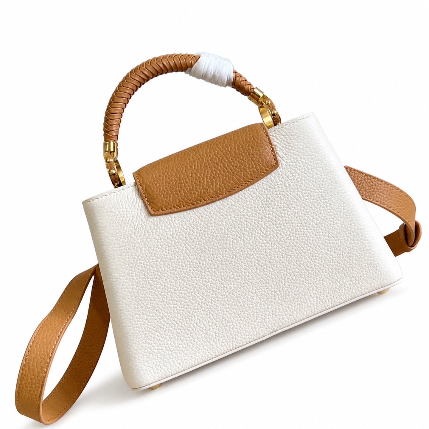 Louis Vuitton Capucines Small Leather White Brown Handbag