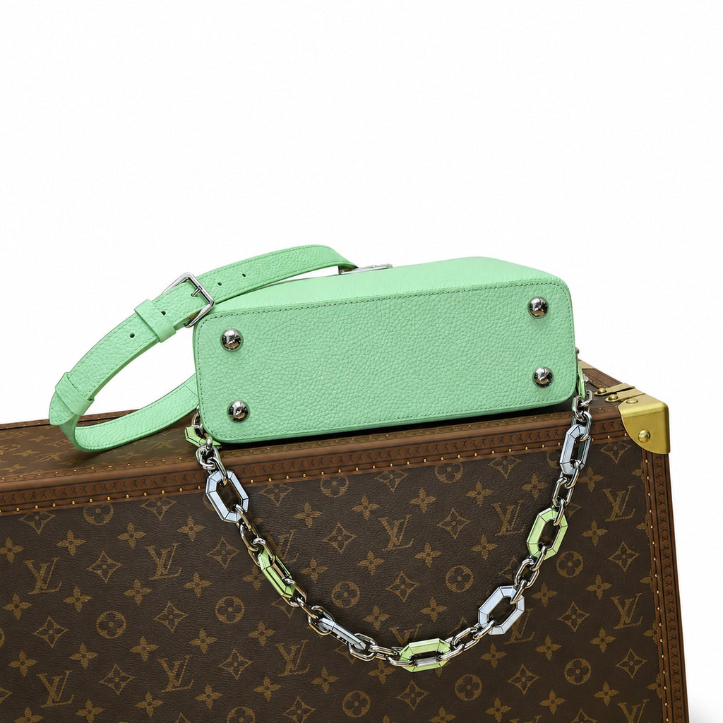 Louis Vuitton Capucines Small Leather Green Silver Handbag