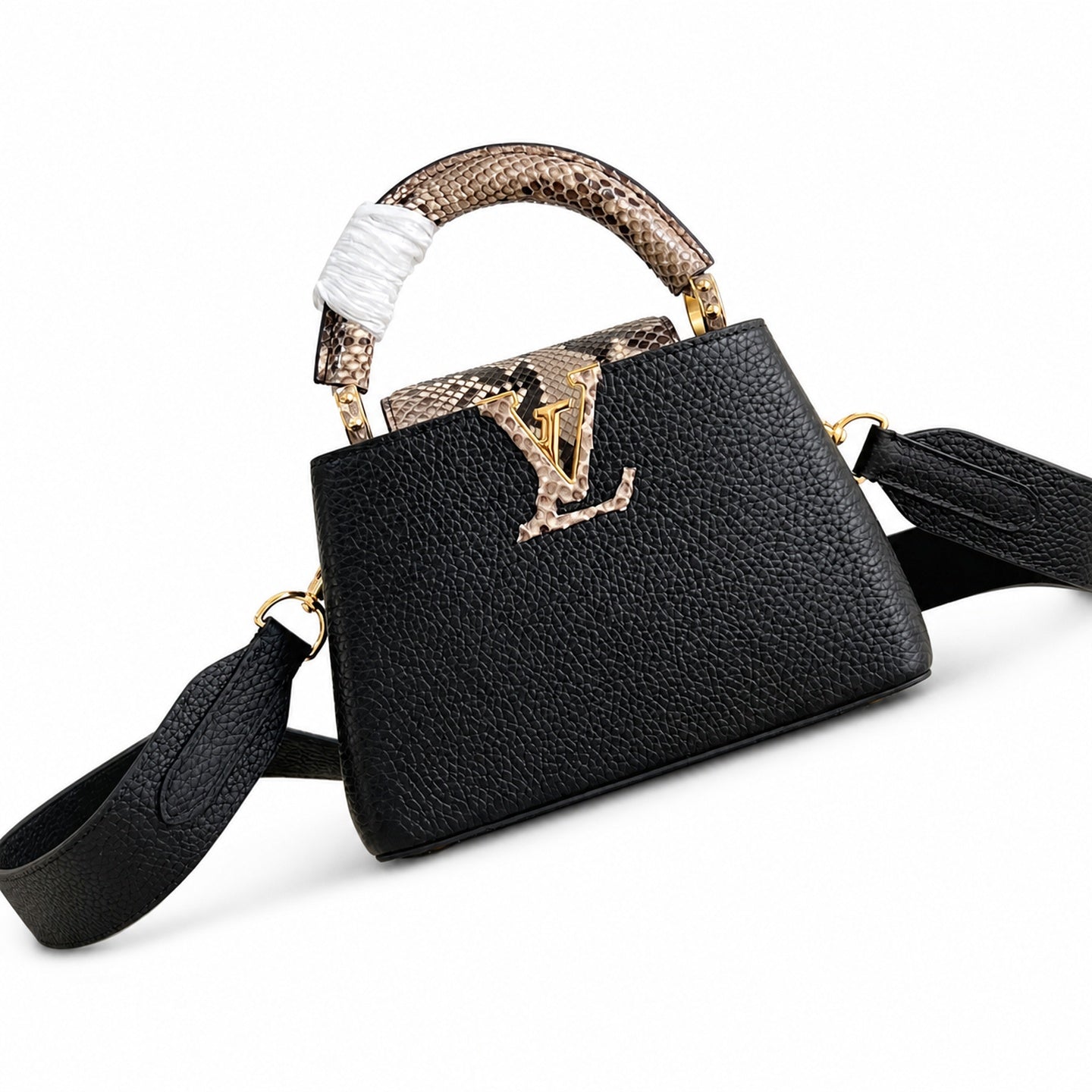 Louis Vuitton Capucines Mini Snakeskin Leather Black Handbag