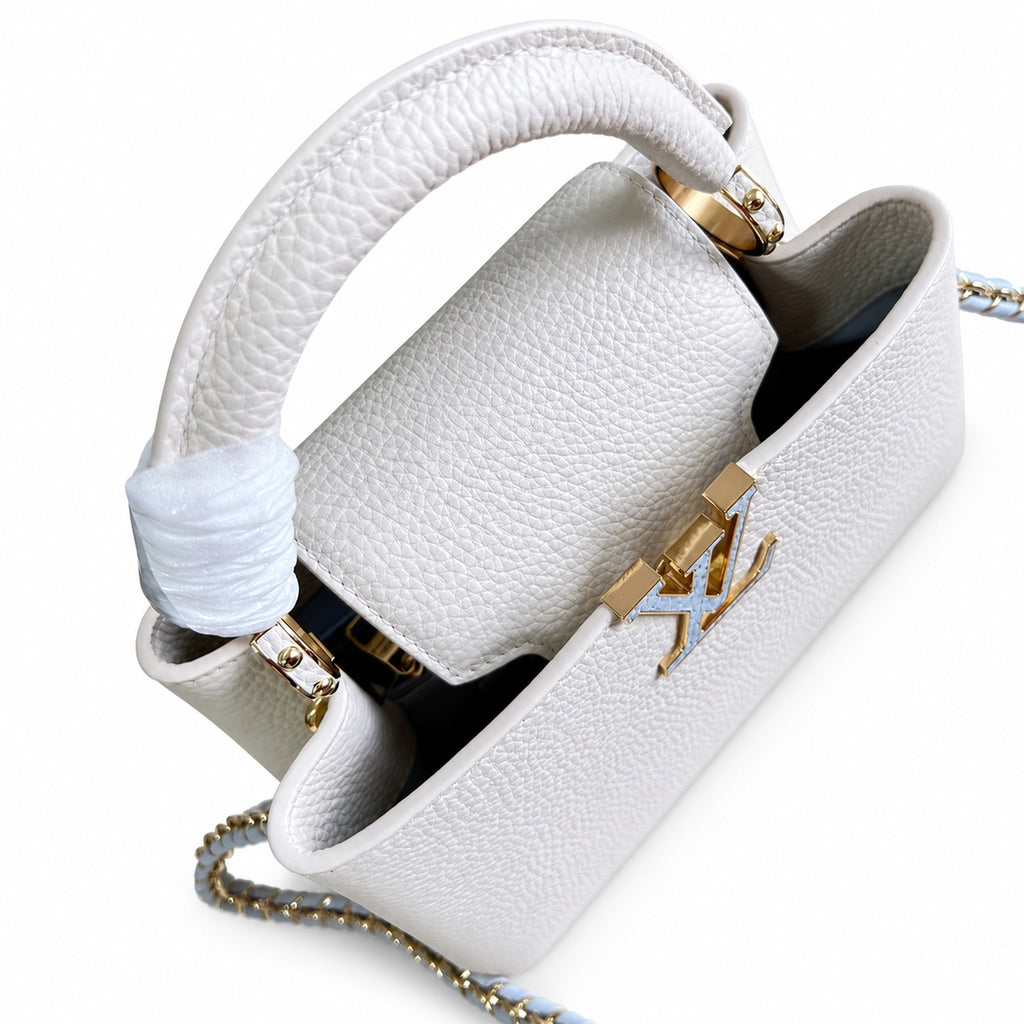 Louis Vuitton Capucines Small Leather White Blue Handbag