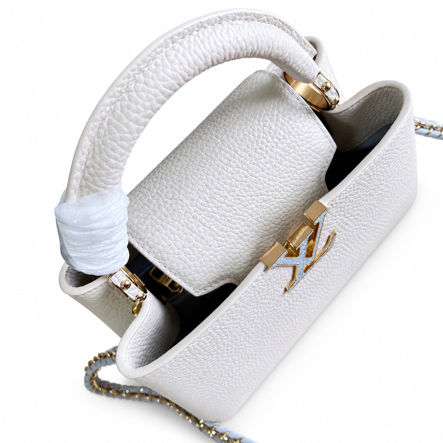 Louis Vuitton Capucines Small Leather White Blue Handbag