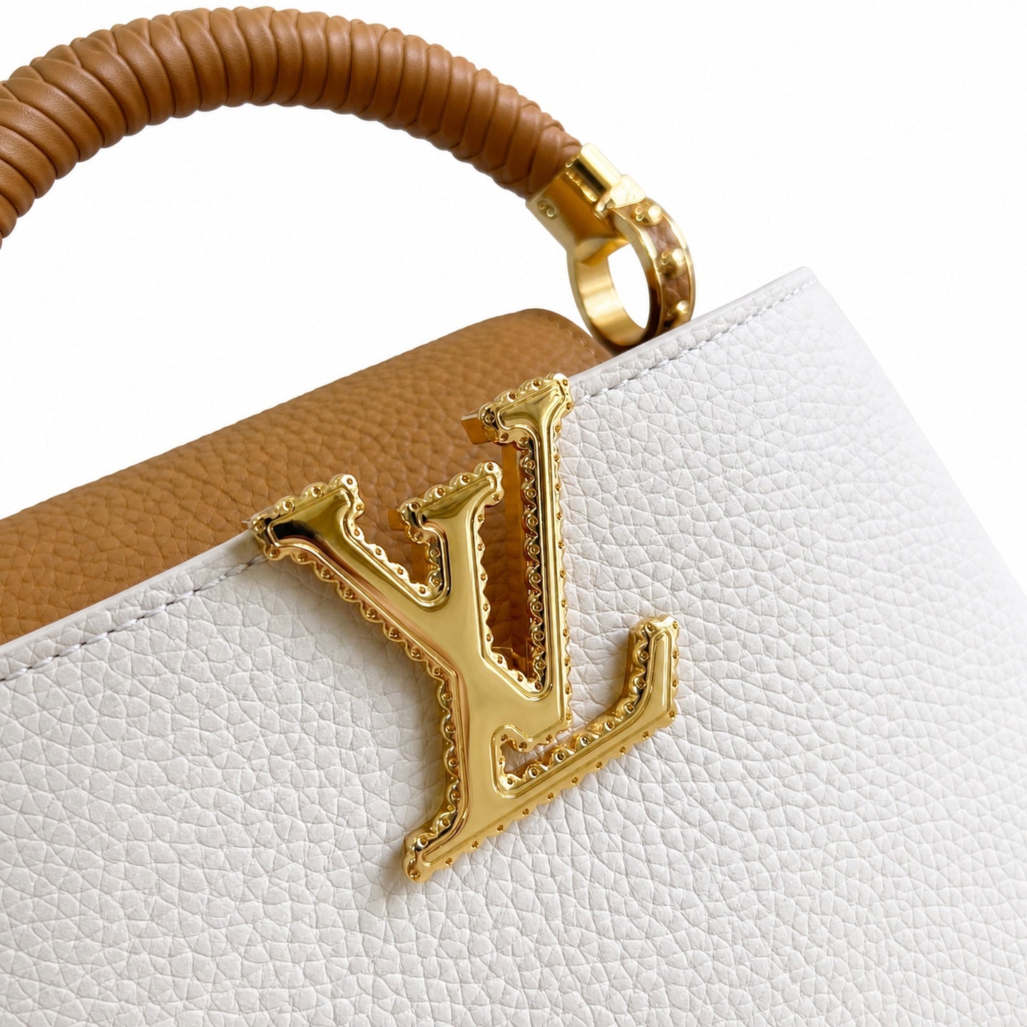 Louis Vuitton Capucines Mini Leather White Brown Handbag