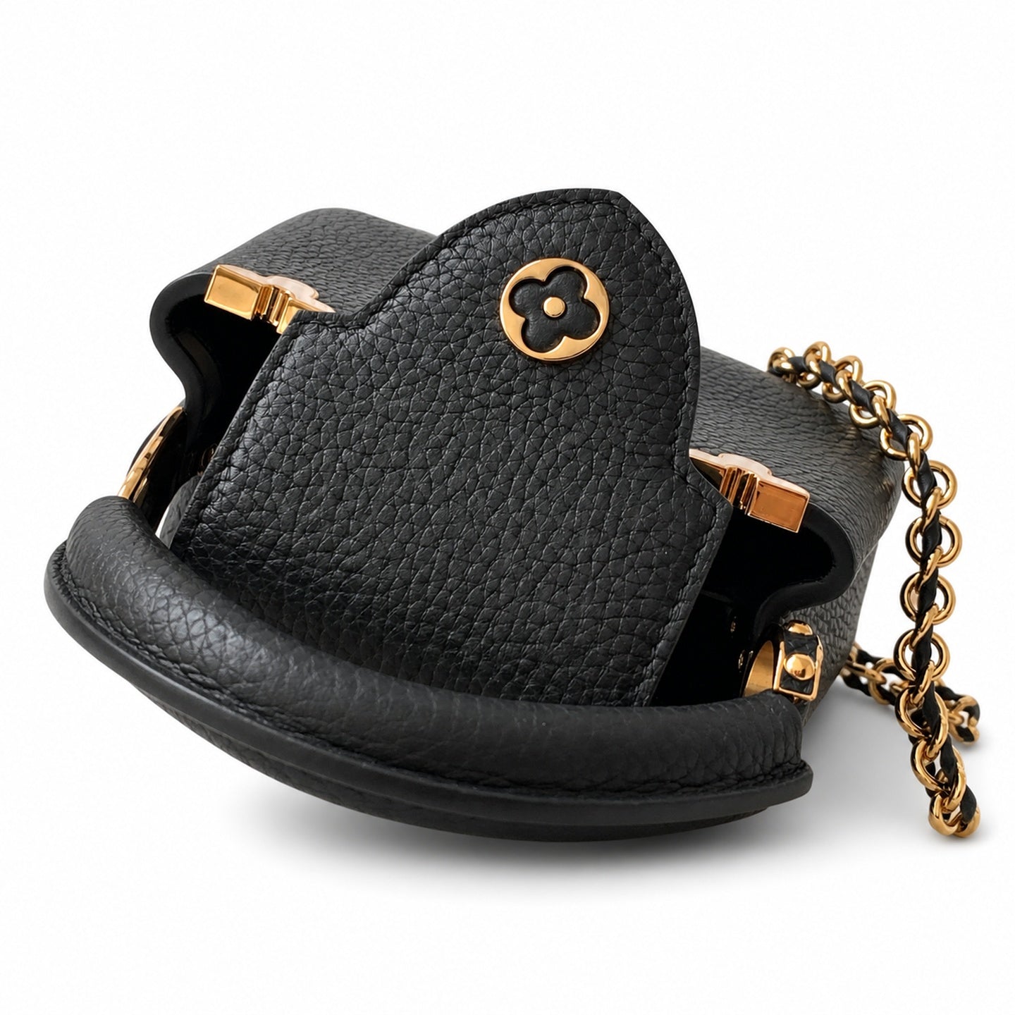 Louis Vuitton Capucines Leather Black White Handbag
