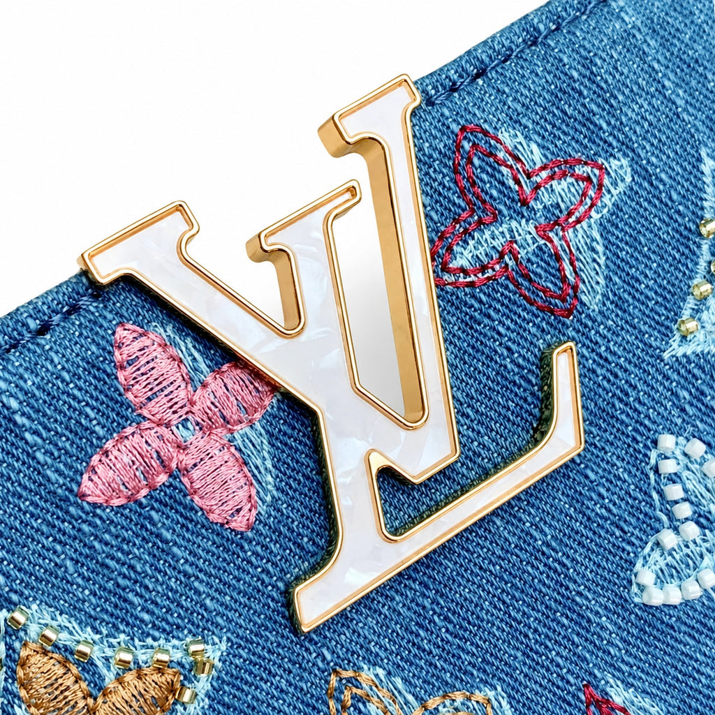 Louis Vuitton Capucines Mini Embroidered Denim Leather Handbag
