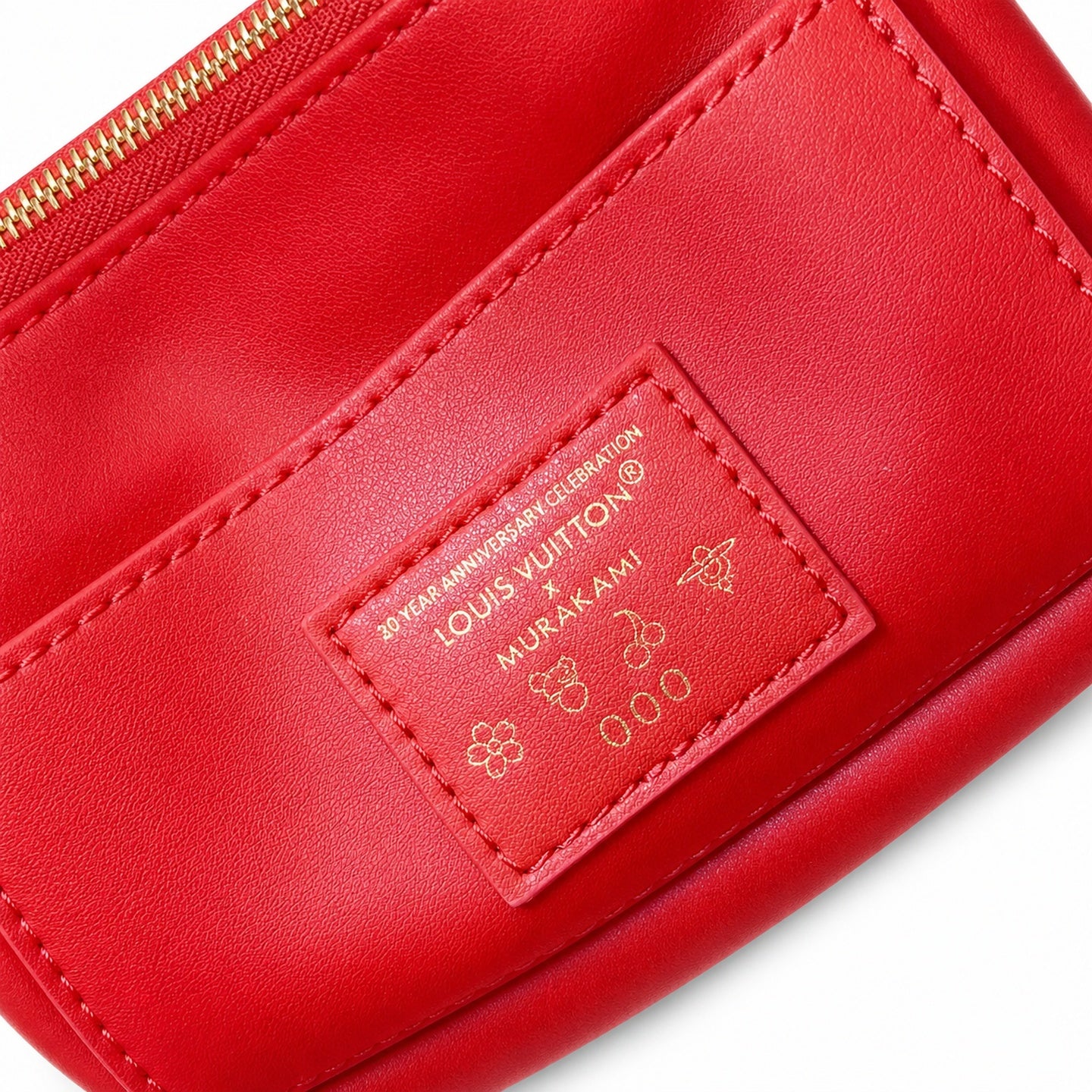 Louis Vuitton Capucines Takashi Murakami Small Denim Leather Red Gold Handbag