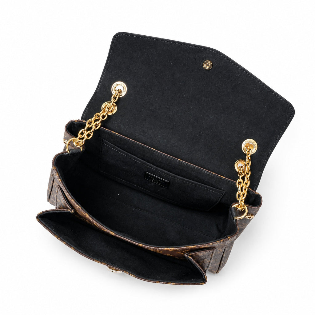Louis Vuitton Canvas Leather Black Gold Handbag