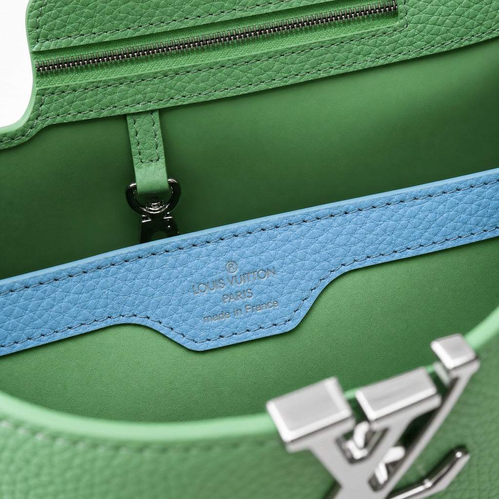 Louis Vuitton Capucines Small Leather Green Silver Handbag