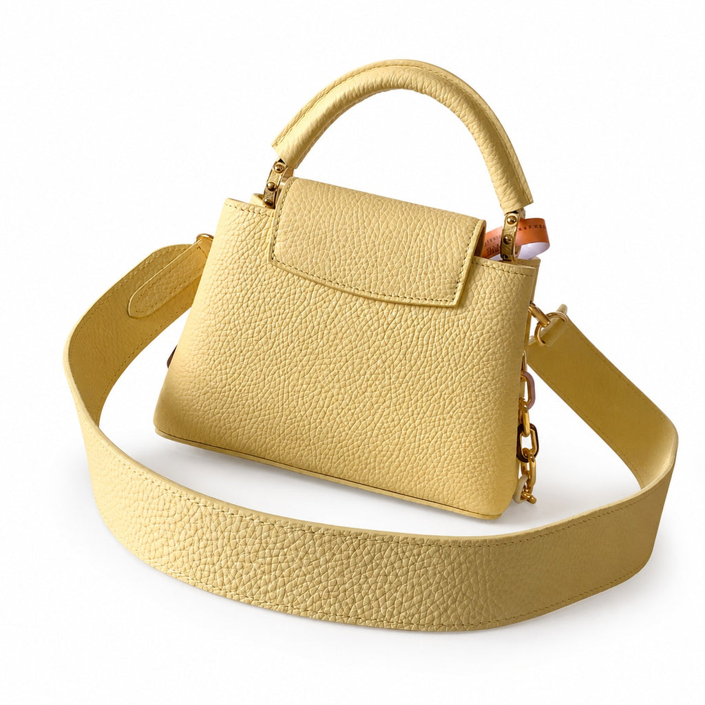 Louis Vuitton Capucines Small Leather Black Yellow Handbag