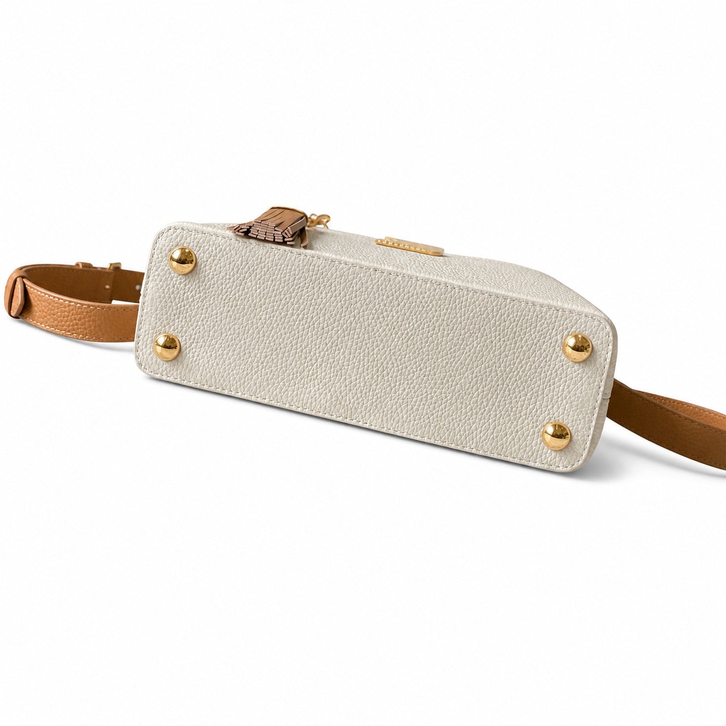 Louis Vuitton Capucines Leather White Brown Handbag