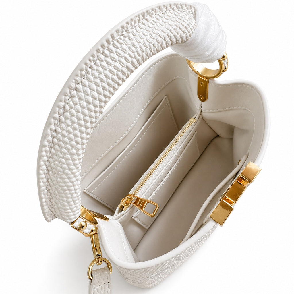 Louis Vuitton Capucines Mini Embroidered Leather White Handbag
