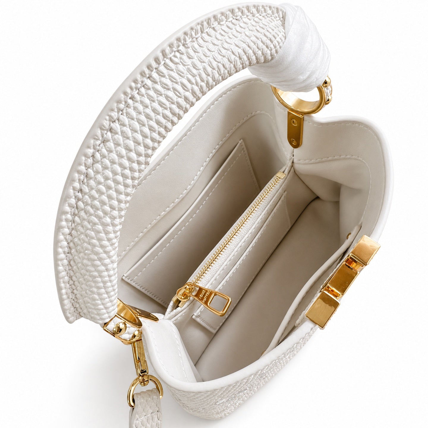 Louis Vuitton Capucines Mini Embroidered Leather White Handbag
