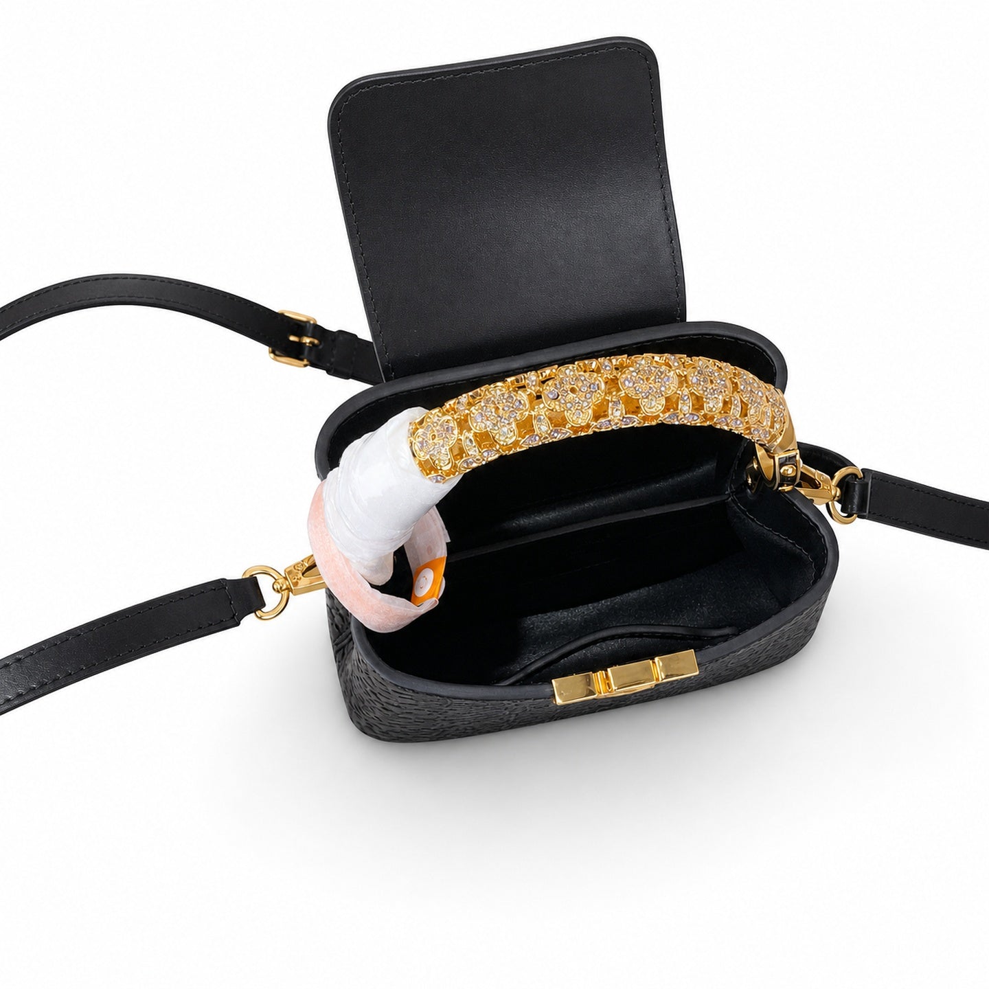 Louis Vuitton Capucines Mini Croc-Embossed Leather Black Handbag