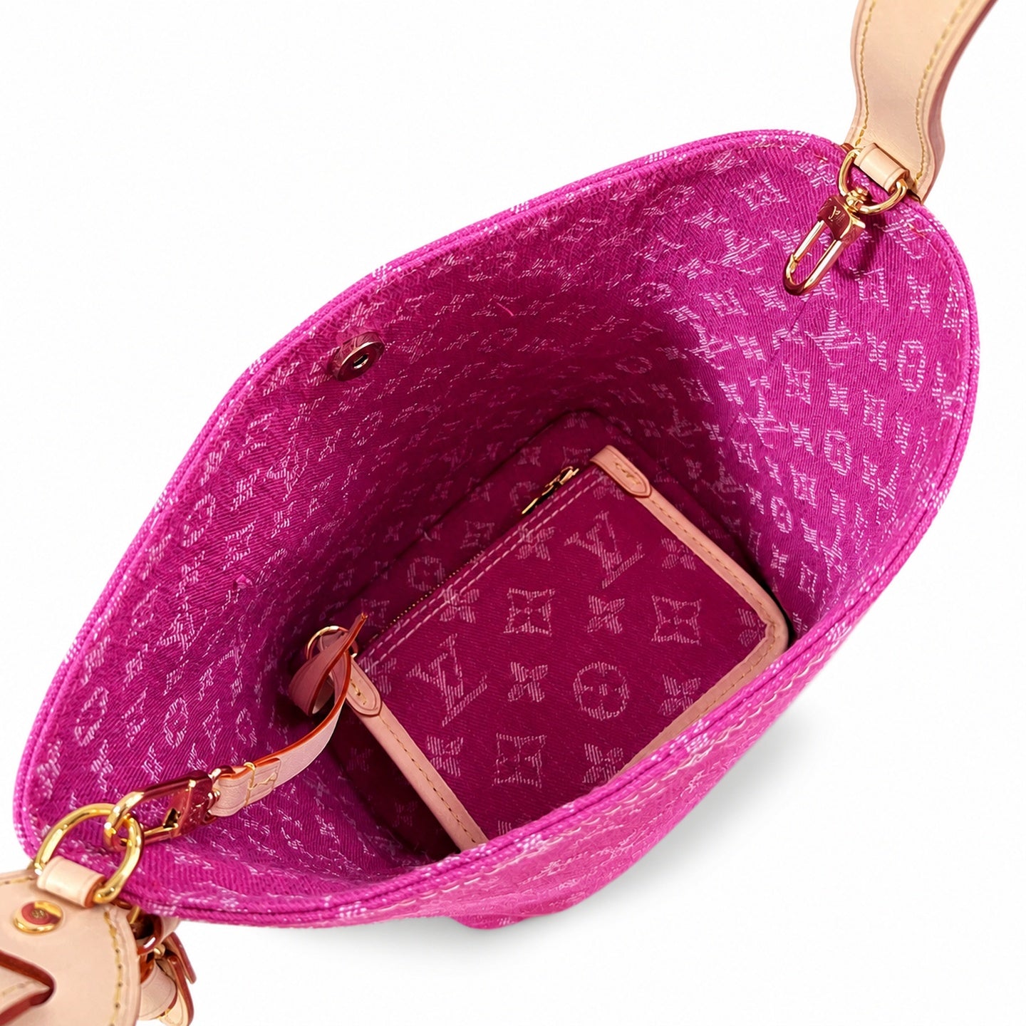 Louis Vuitton All In Denim Leather Red Handbag