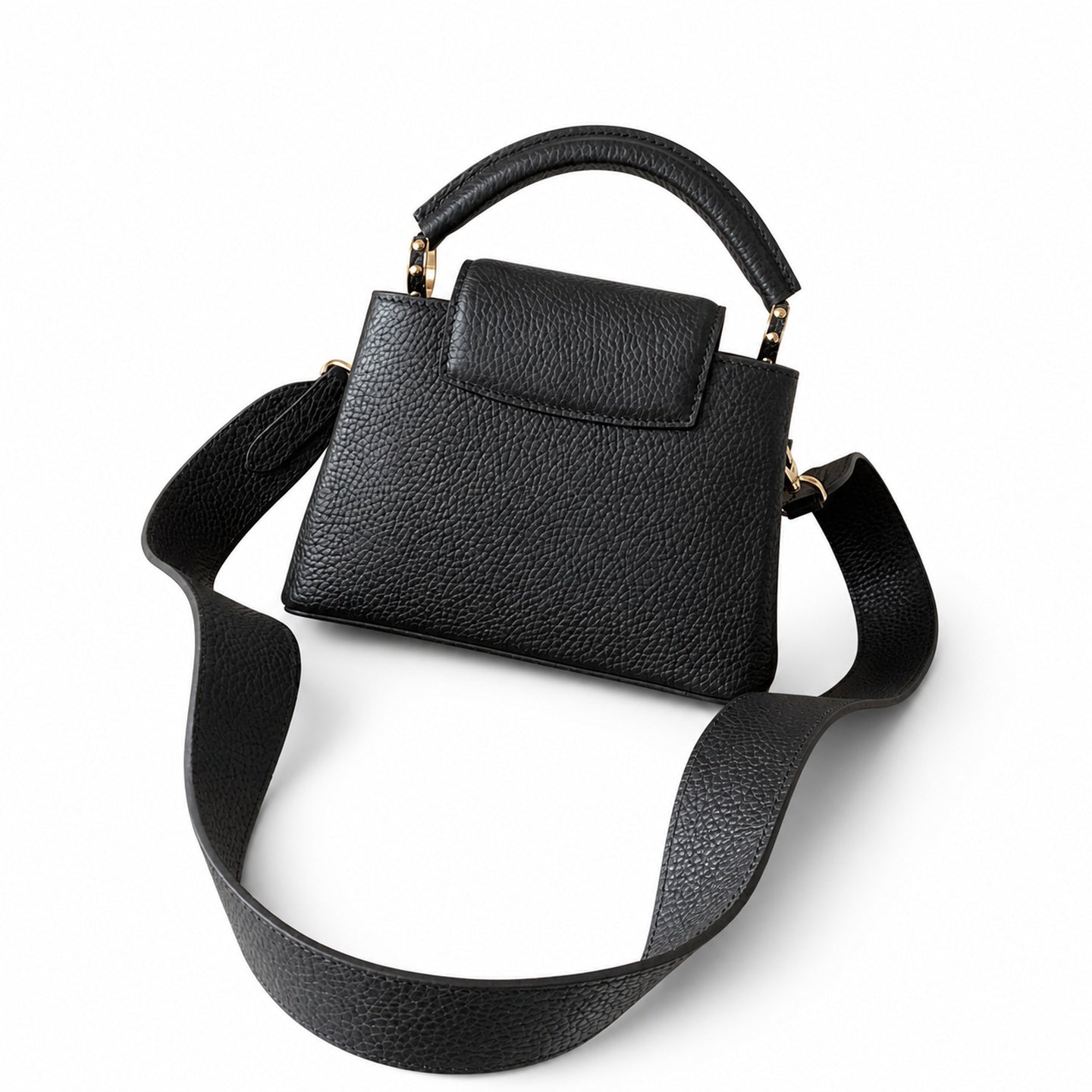 Louis Vuitton Capucines Leather Black Gold Handbag