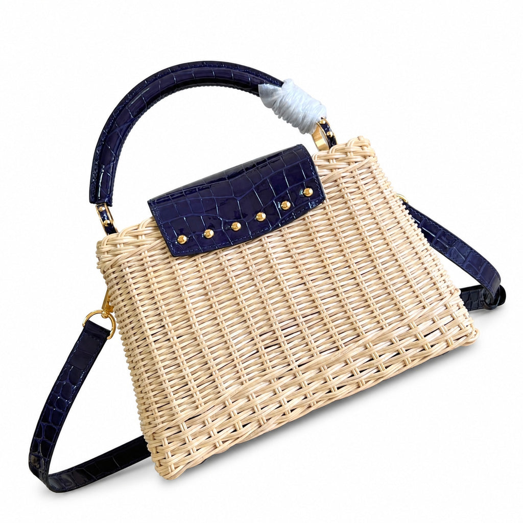 Louis Vuitton Capucines Small Leather Blue Handbag
