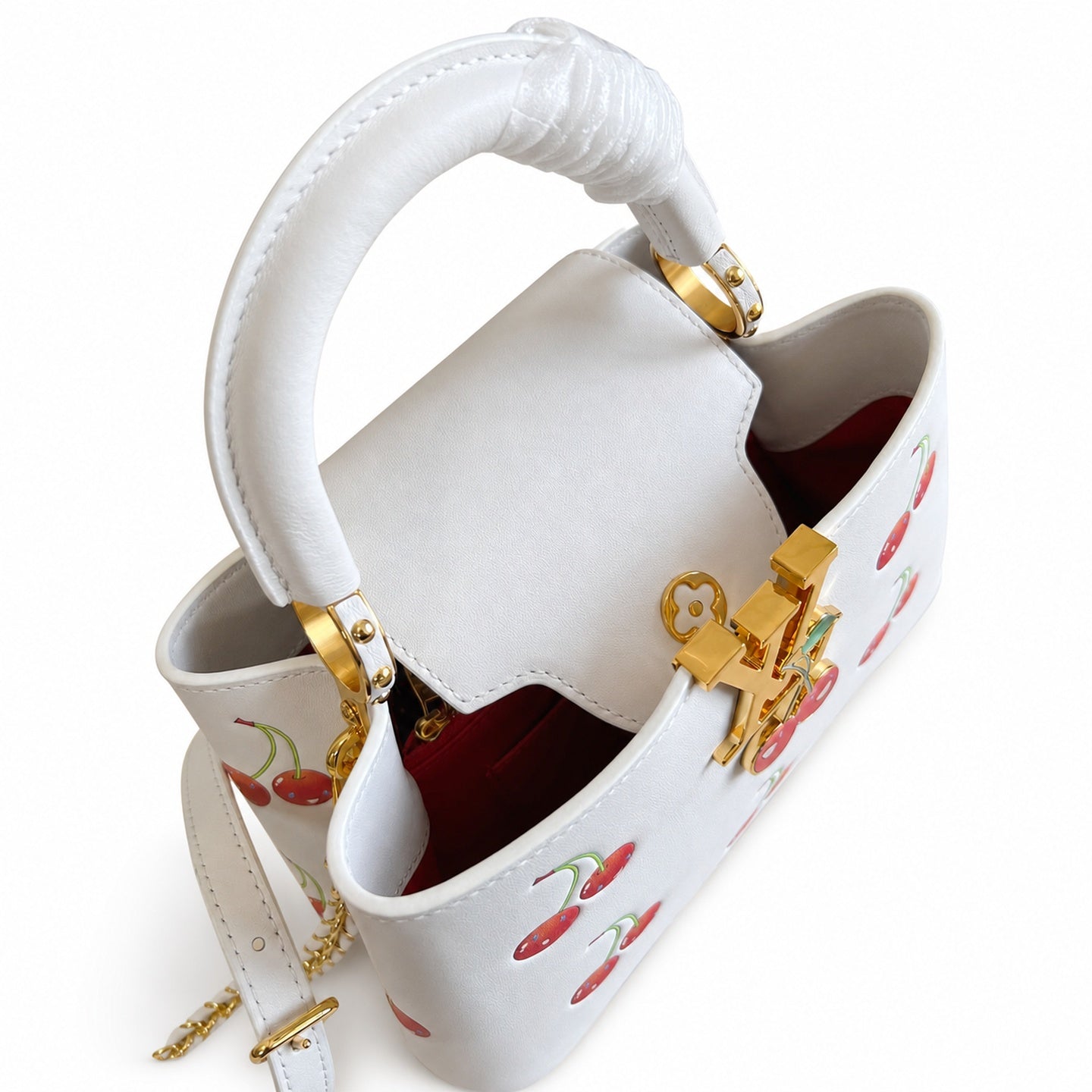 Louis Vuitton Capucines Takashi Murakami Small Leather White Handbag