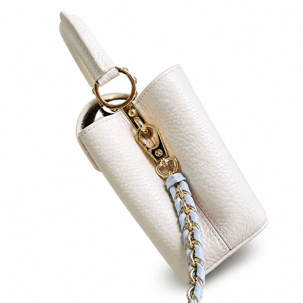 Louis Vuitton Capucines Mini Leather White Blue Handbag