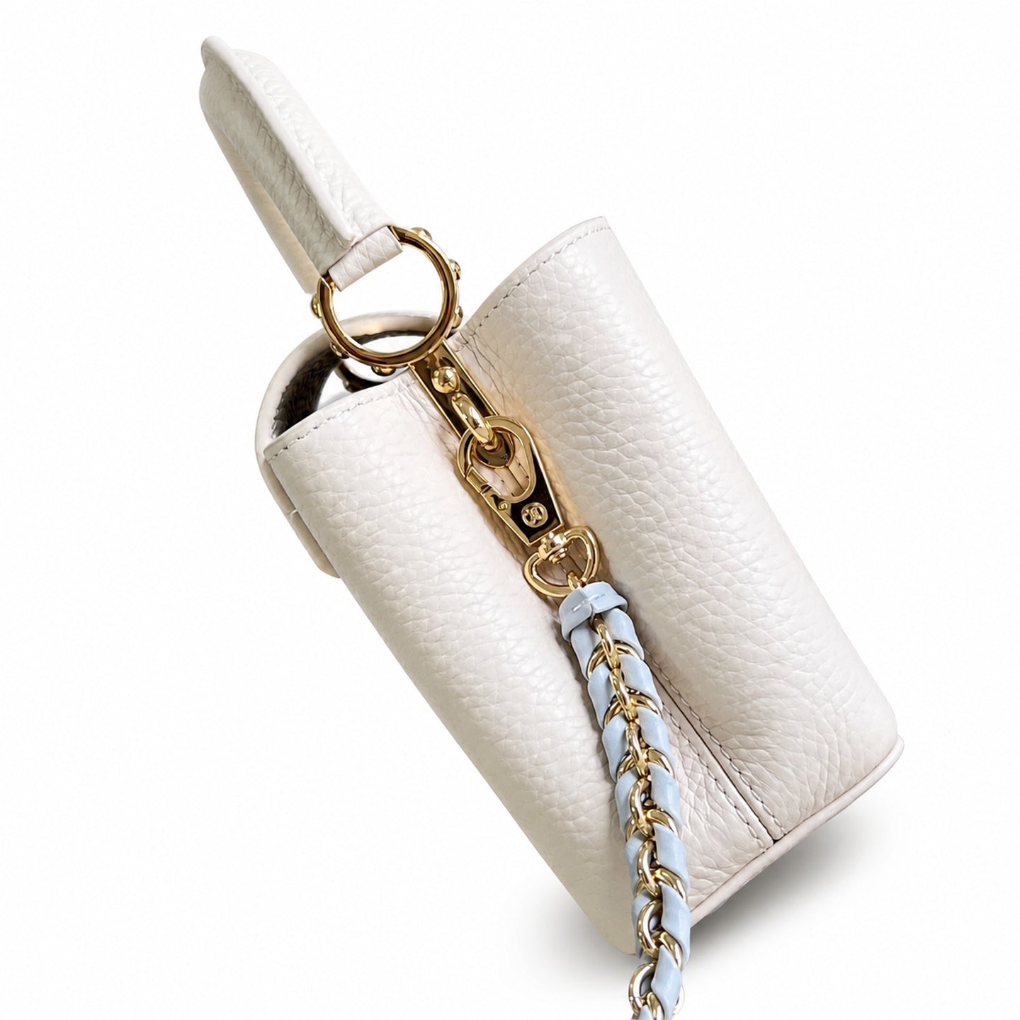 Louis Vuitton Capucines Mini Leather White Blue Handbag