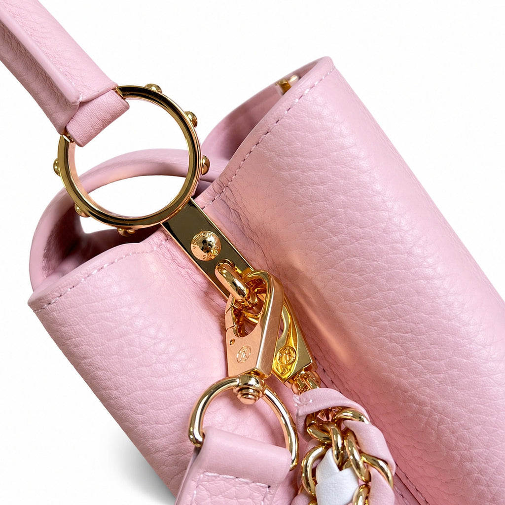 Louis Vuitton Capucines Small Knit Leather Pink Handbag