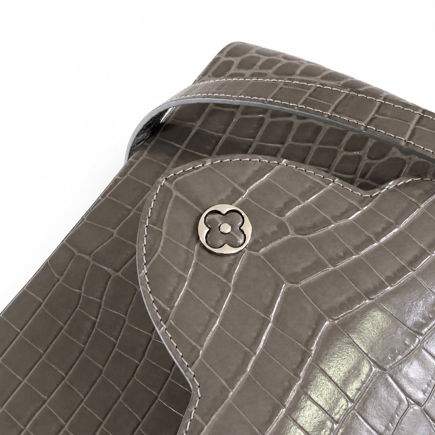 Louis Vuitton Capucines Medium Croc-Embossed Leather Gray Silver Handbag