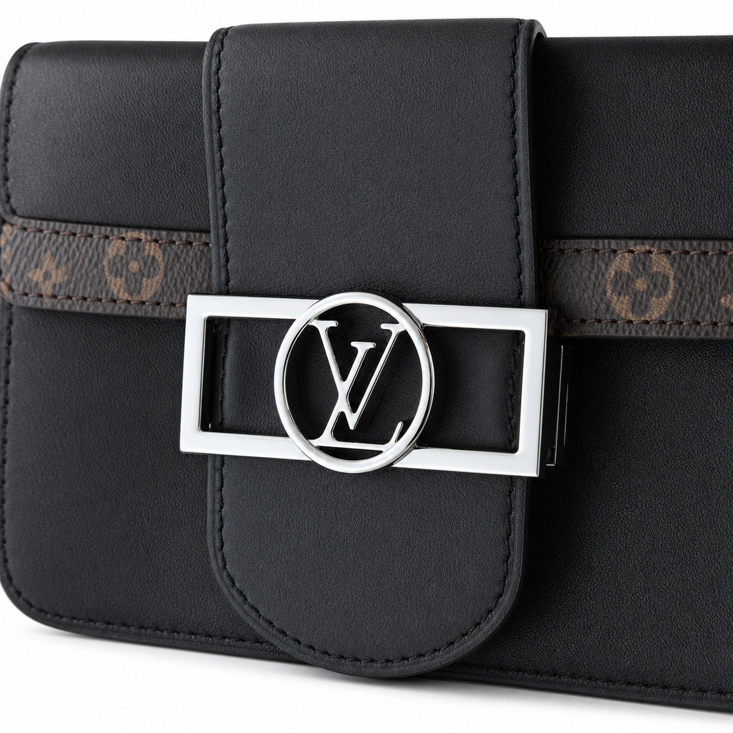 Louis Vuitton Dauphine Medium Canvas Leather Black Handbag