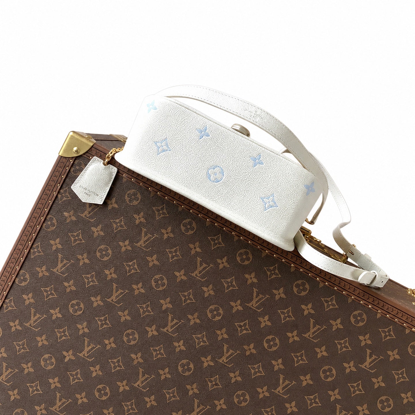 Louis Vuitton Diane Small Leather White Blue Gold Handbag