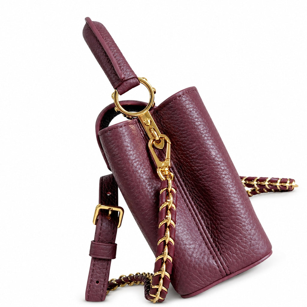 Louis Vuitton Capucines Mini Leather Burgundy Handbag
