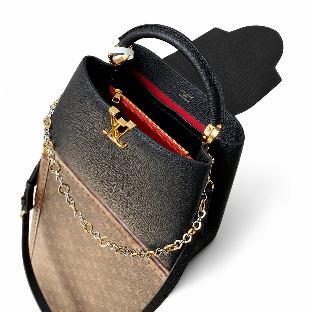 Louis Vuitton Capucines Medium Leather Black Handbag