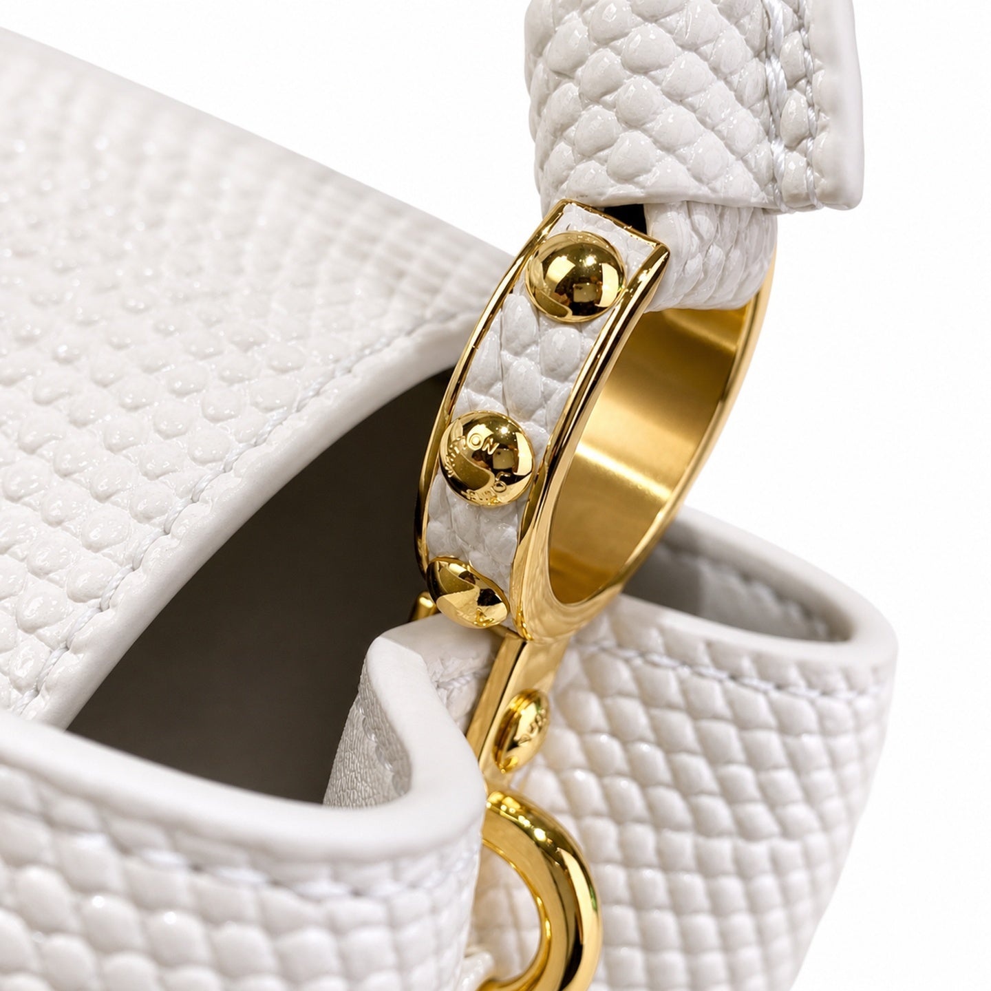 Louis Vuitton Capucines Mini Jacquard Leather White Handbag