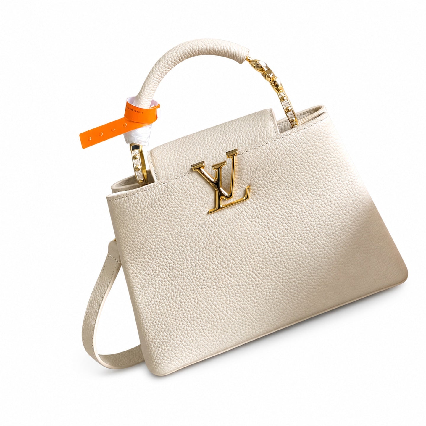 Louis Vuitton Capucines Leather White Gold Handbag