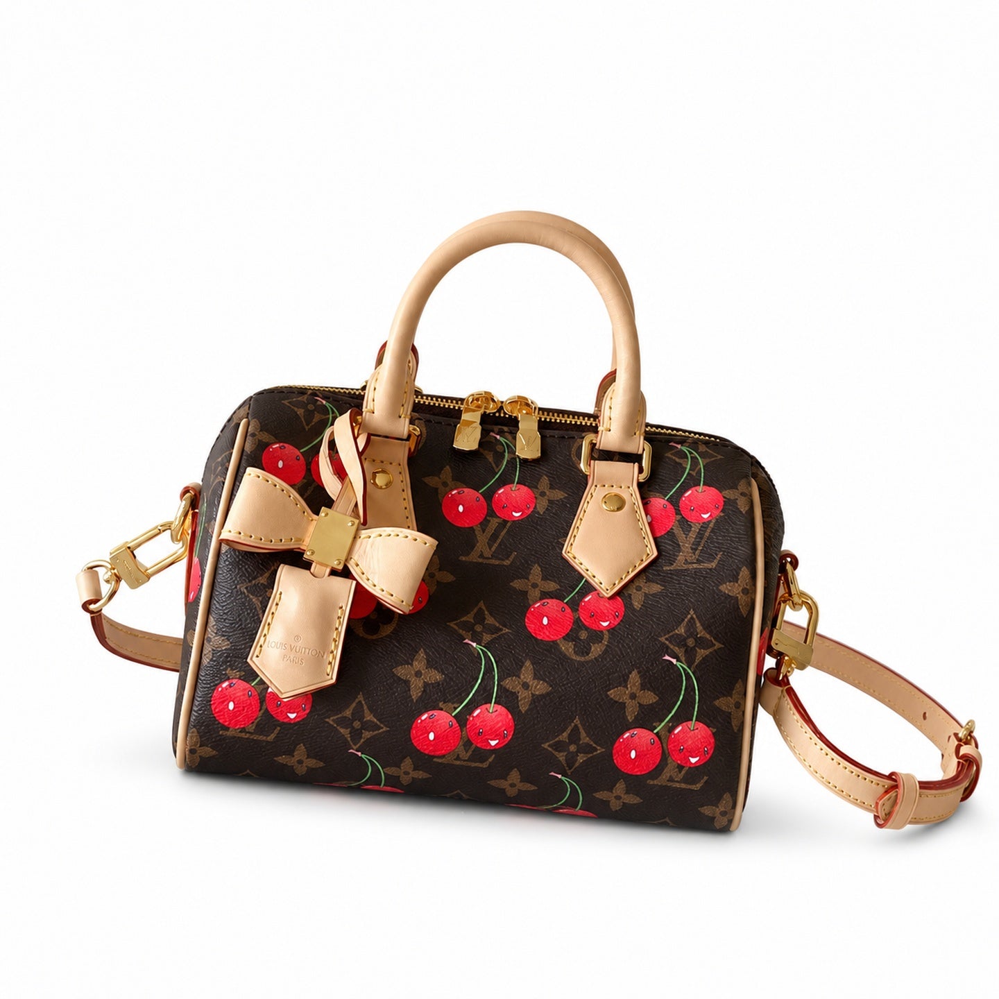 Louis Vuitton Speedy Bandouliere Takashi Murakami Canvas Leather Handbag