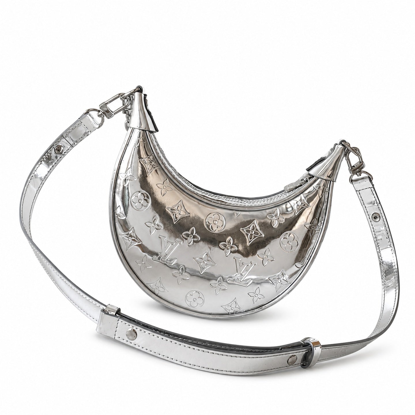 Louis Vuitton Loop Small Canvas Patent Leather Silver Handbag