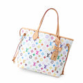 Louis Vuitton Neverfull Medium Canvas Leather White Handbag