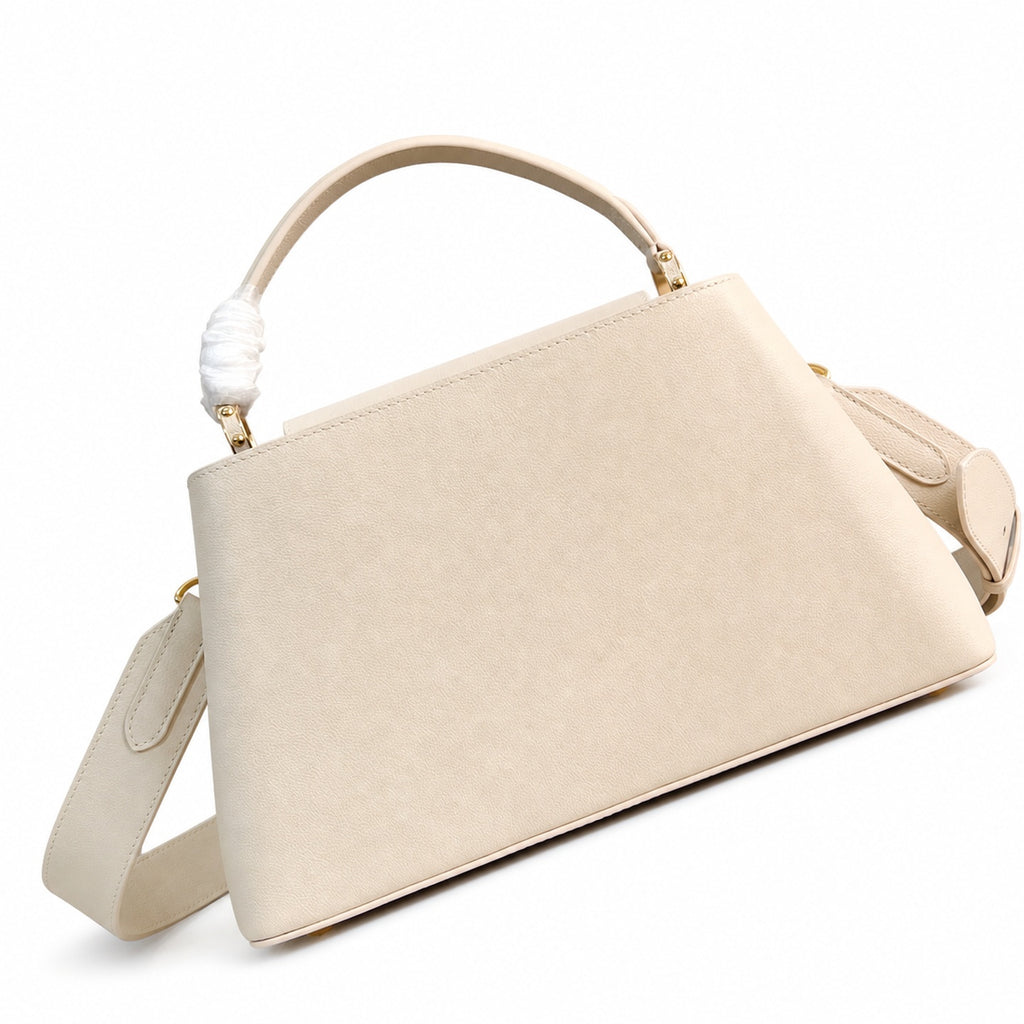 Louis Vuitton Capucines Medium Suede Leather White Brown Handbag