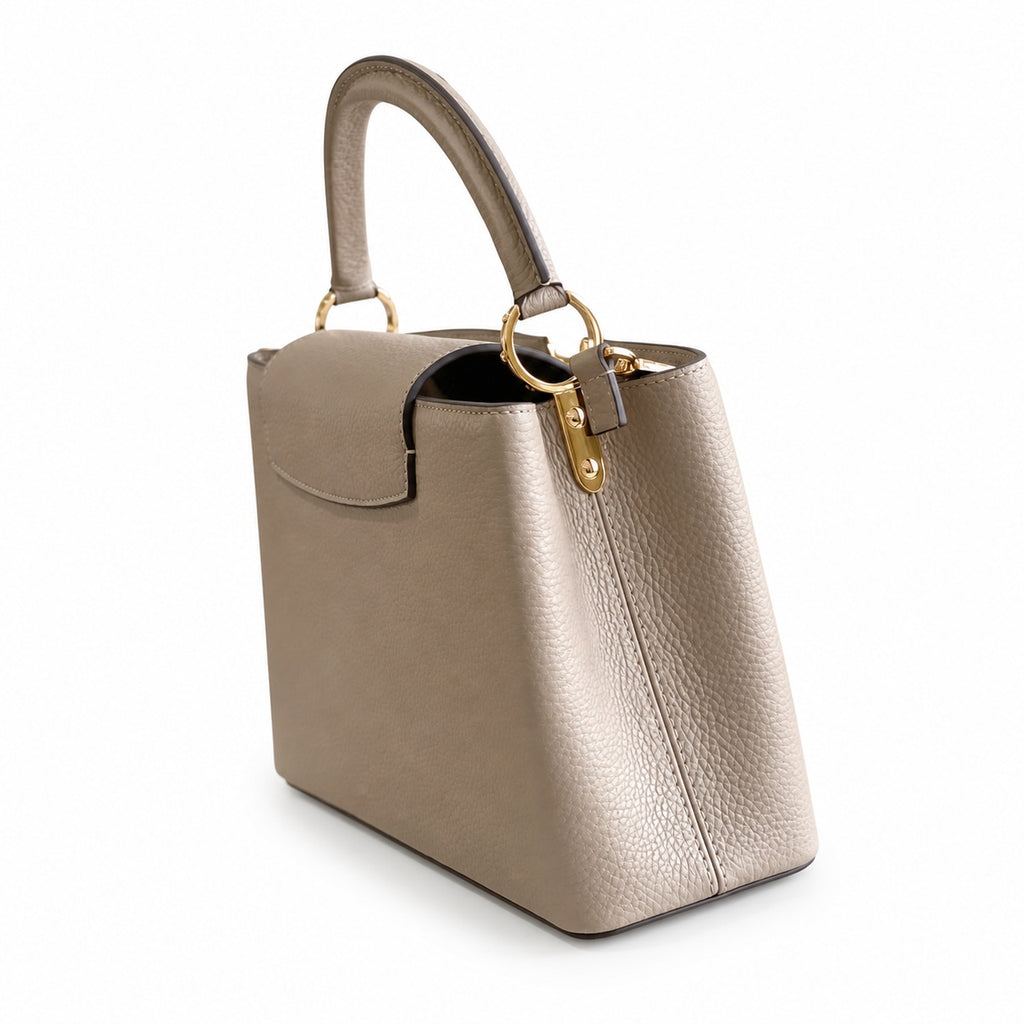 Louis Vuitton Capucines Medium Snakeskin Leather Gray Gold Handbag