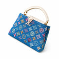 Louis Vuitton Capucines Small Embroidered Denim Leather Handbag