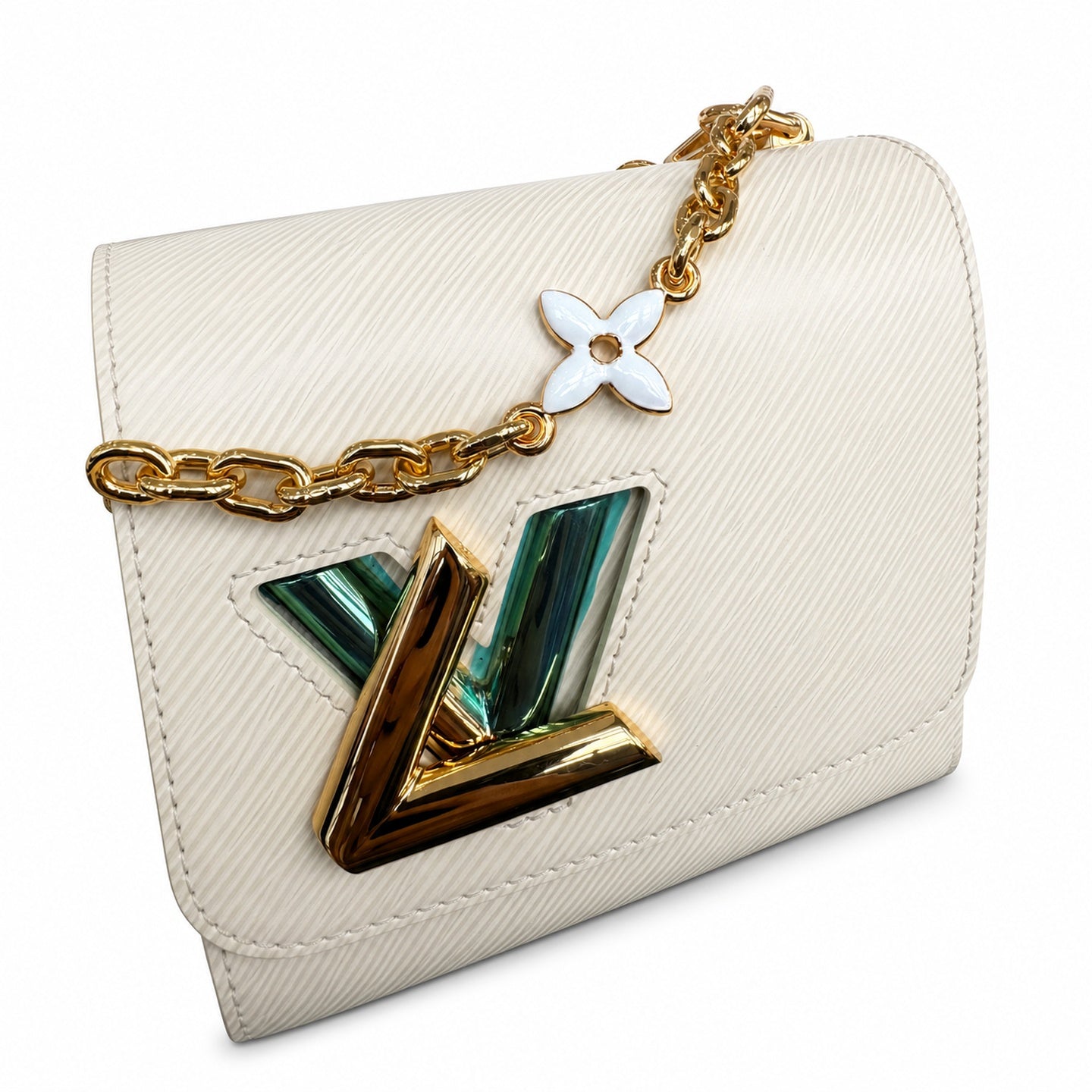 Louis Vuitton Twist Medium Embroidered Leather White Handbag