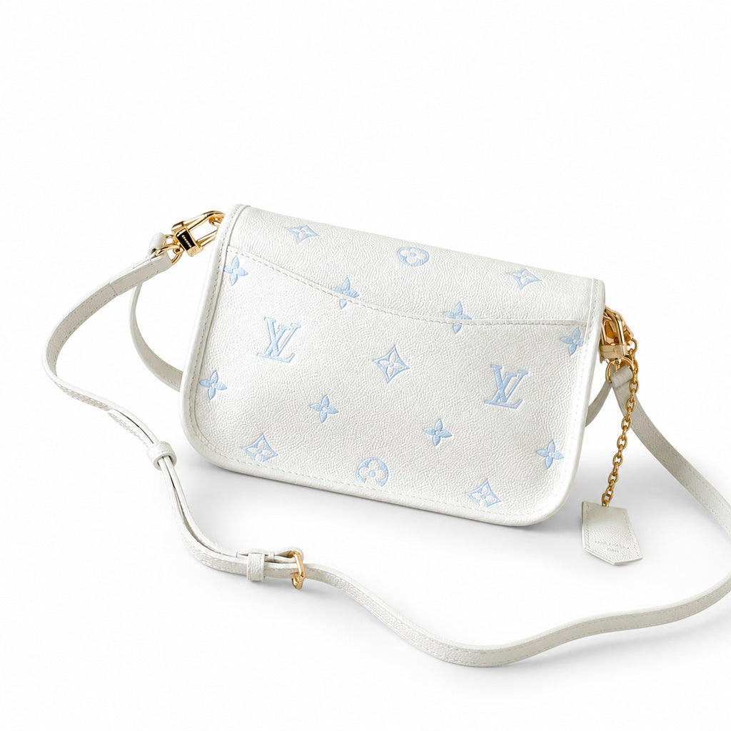 Louis Vuitton Diane Small Leather White Blue Gold Handbag