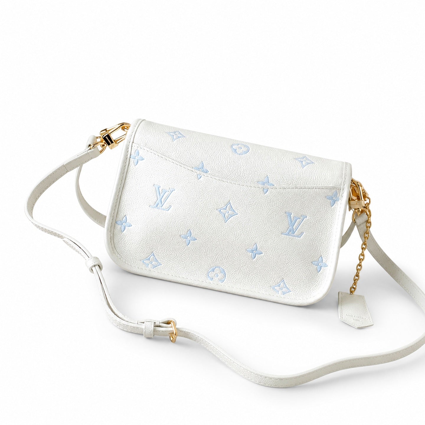 Louis Vuitton Diane Small Leather White Blue Gold Handbag