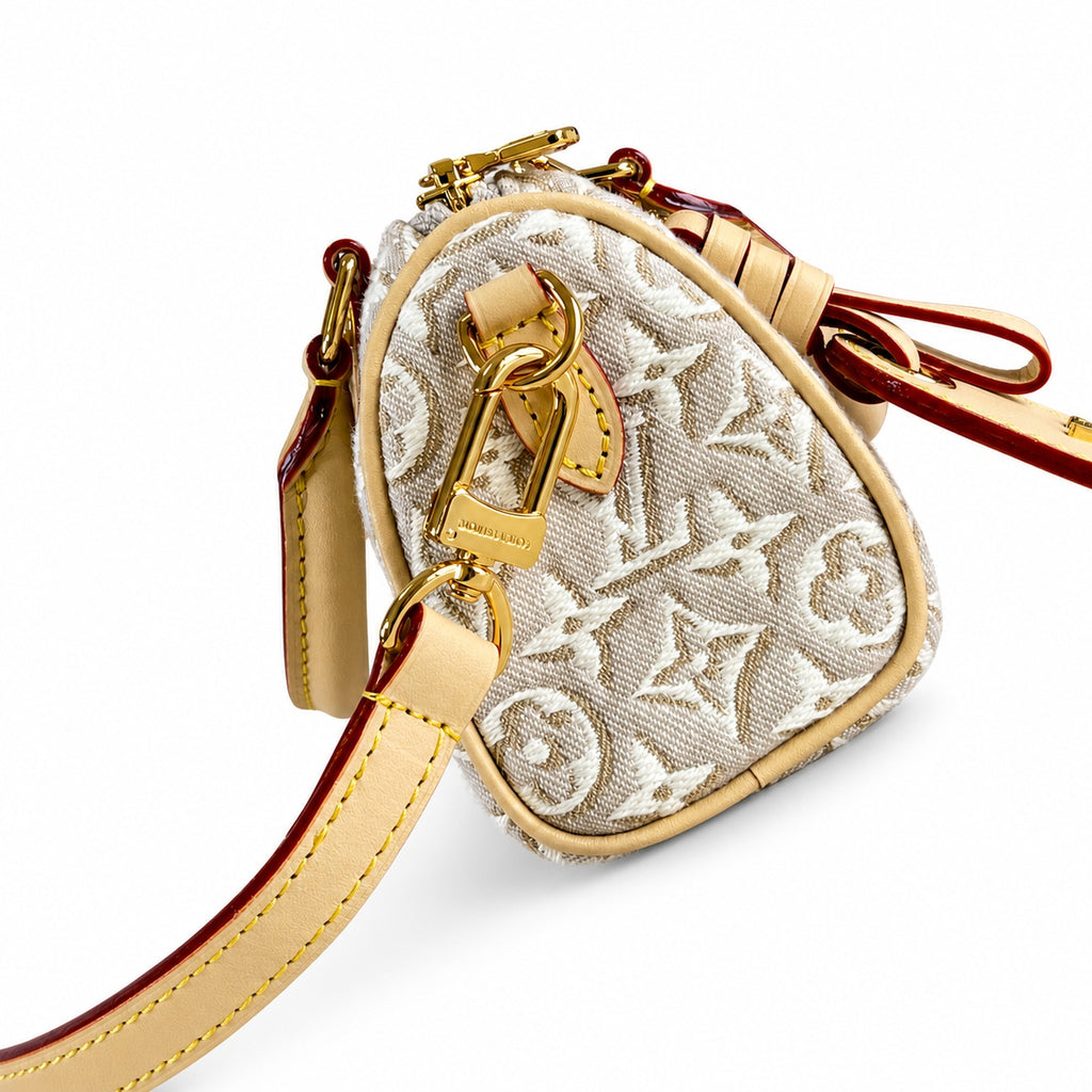 Louis Vuitton Speedy Canvas Jacquard Leather Handbag