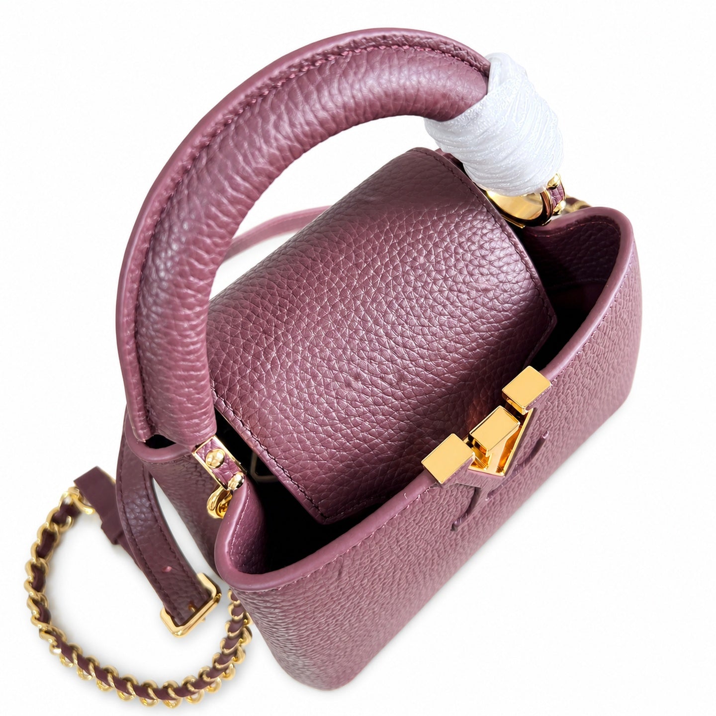 Louis Vuitton Capucines Mini Leather Burgundy Handbag