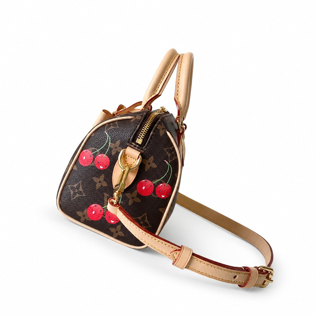 Louis Vuitton Speedy Bandouliere Takashi Murakami Canvas Leather Handbag