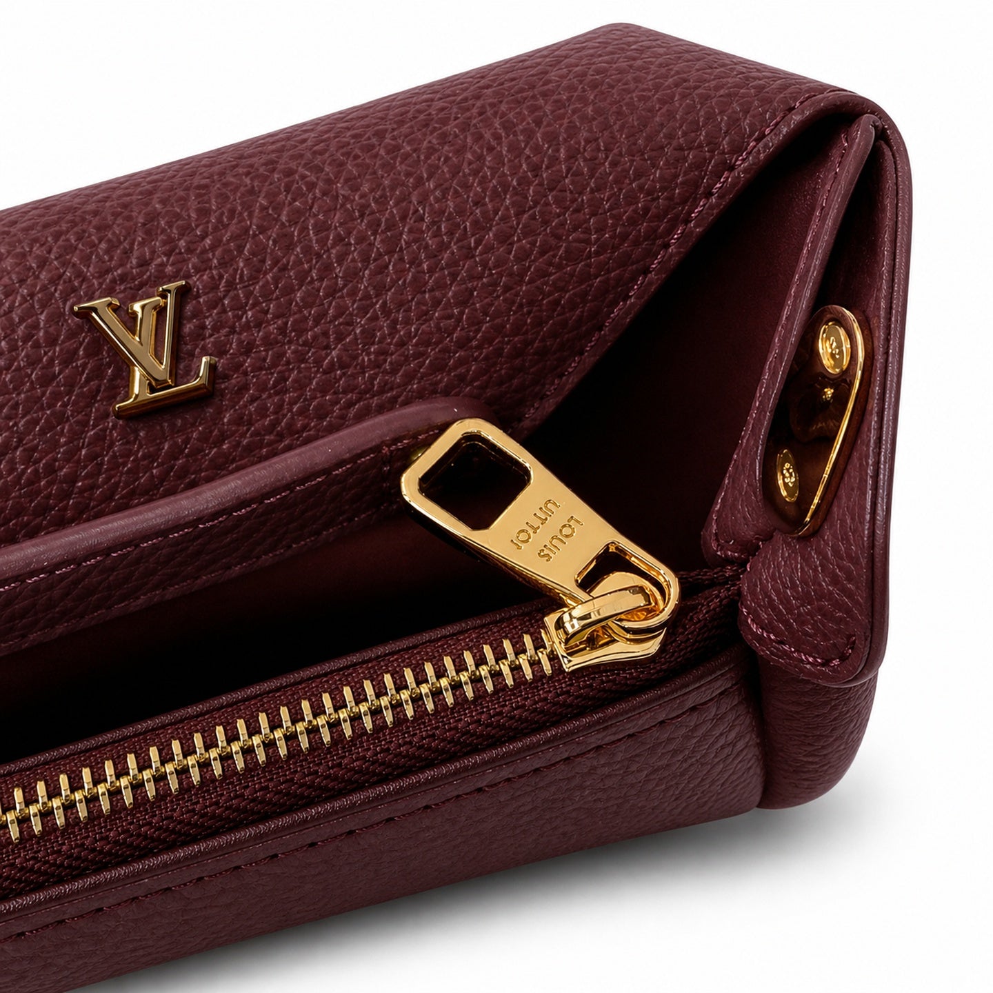 Louis Vuitton Capucines Mini Leather White Gold Burgundy Handbag
