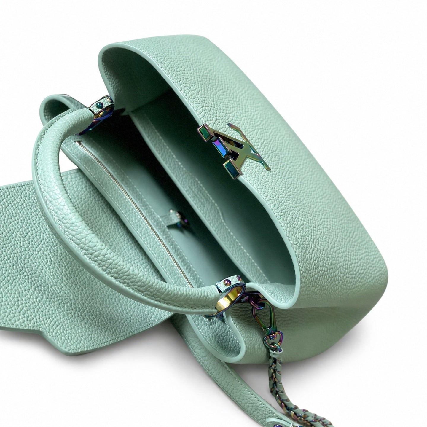 Louis Vuitton Capucines Mini Leather Green Gold Handbag
